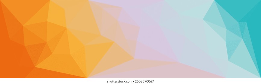 Colorful low-poly abstract background with vibrant orange, purple, and teal geometric shapes creating a modern, artistic design.

