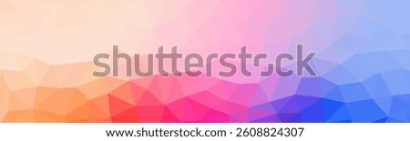 Colorful low-poly background with a gradient transition from warm orange and red tones to cool blue and violet shades. Modern, abstract, and vibrant geometric design.

