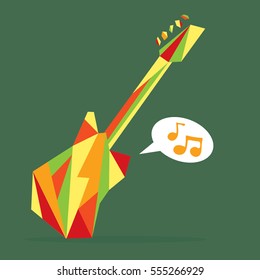 Colorful Lowpoly Guitar Vector Illustration