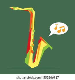 Colorful Lowpoly Saxophone Vector Illustration