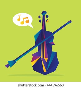 Colorful Lowpoly Violin Vector Illustration