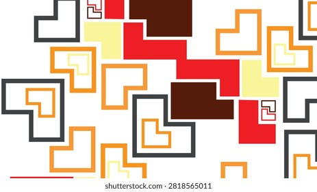 Colorful L-shaped geometric patterns on white background surface