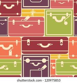 Colorful luggage seamless pattern background