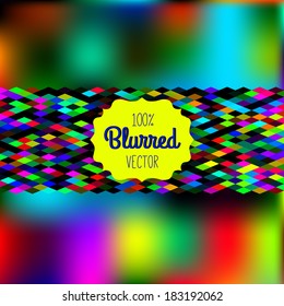 Colorful luminescent blurry carnival backdrop. Pattern with geometric rhombus shapes. Vector background.