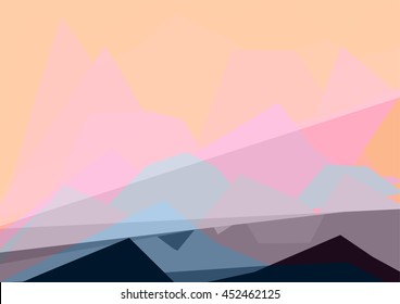 Colorful luminosity geometric abstract landscape. Trendy color palette. EPS 10 vector