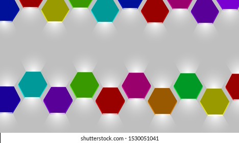 Colorful and luminous hexagon lantern vector lights