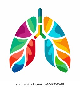 Colorful lungs illustration on white background with font and eyewear