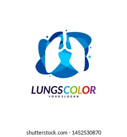 Colorful Lungs Logo Concept. Lungs with Colorful Logo Vector. Template Icon Symbol