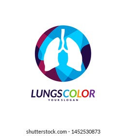 Colorful Lungs Logo Concept. Lungs with Colorful Logo Vector. Template Icon Symbol