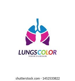 Colorful Lungs Logo Concept. Lungs with Colorful Logo Vector. Template Icon Symbol