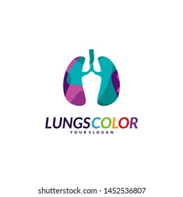 Colorful Lungs Logo Concept. Lungs with Colorful Logo Vector. Template Icon Symbol