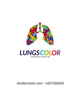 Colorful Lungs Logo Concept. Lungs with Colorful Logo Vector. Template Icon Symbol