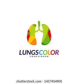 Colorful Lungs Logo Concept. Lungs with Colorful Logo Vector. Template Icon Symbol. Organs Logo Concept