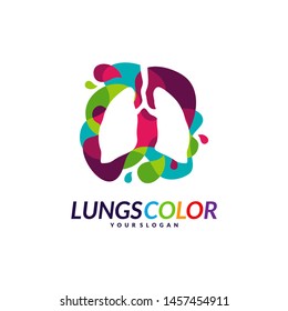 Colorful Lungs Logo Concept. Lungs with Colorful Logo Vector. Template Icon Symbol. Organs Logo Concept