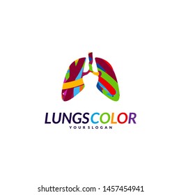 Colorful Lungs Logo Concept. Lungs with Colorful Logo Vector. Template Icon Symbol. Organs Logo Concept