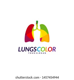 Colorful Lungs Logo Concept. Lungs with Colorful Logo Vector. Template Icon Symbol. Organs Logo Concept