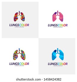Colorful Lungs Logo Concept. Lungs with Colorful Logo Vector. Template Icon Symbol. Organs Logo Concept