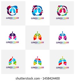 Colorful Lungs Logo Concept. Lungs with Colorful Logo Vector. Template Icon Symbol. Organs Logo Concept