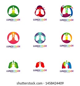 Colorful Lungs Logo Concept. Lungs with Colorful Logo Vector. Template Icon Symbol. Organs Logo Concept