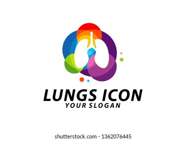 Colorful Lungs logo design concept, Health lungs logo template vector, Icon Symbol