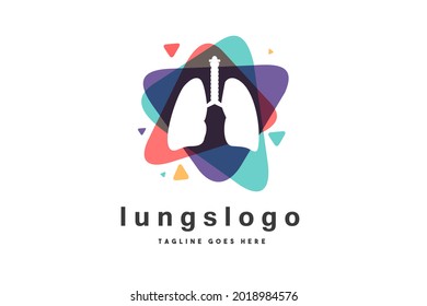 Colorful Lungs vector logo, Lung health design logo template.