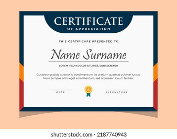 Colorful luxury, certificate of appreciation template, elegant diploma certificate template, clean modern certificate, certificate border template vector illustration
