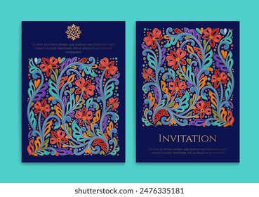 Colorful luxury invitation card design with vector ornament pattern. Vintage template. Can be used for background and wallpaper. Elegant and classic vector elements great for decoration.