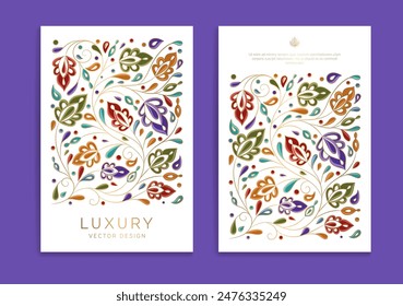 Colorful luxury invitation card design with vector ornament pattern. Vintage template. Can be used for background and wallpaper. Elegant and classic vector elements great for decoration.