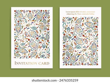 Colorful luxury invitation card design with vector ornament pattern. Vintage template. Can be used for background and wallpaper. Elegant and classic vector elements great for decoration.