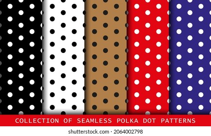Colorful luxury polka dot patterns set. Abstract backgrounds with circles collection
