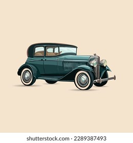 colorful luxury vintage car vector illustration. classic retro vintage car vector