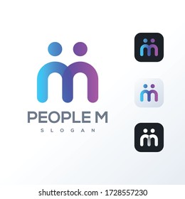 colorful M logo design ready to use