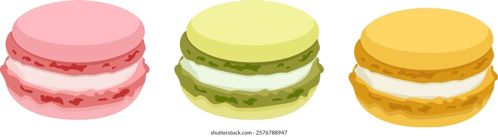 Colorful Macaron Illustration, Vector, Pastel Macarons, French Dessert, Sweet Treats, 