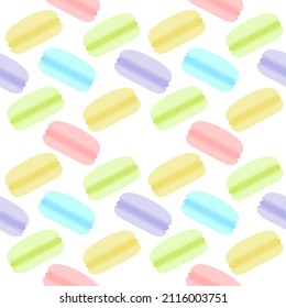 patrón ininterrumpido de macaron colorido sobre fondo blanco