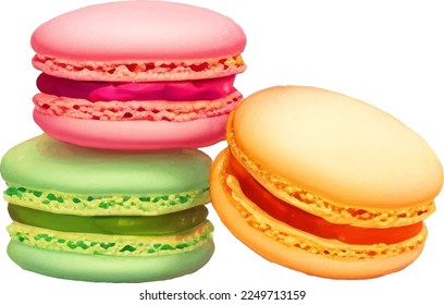 Macarones Coloridos Detallados Bella Mano Dibujada Ilustración Vectorial