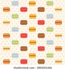 Coloridos macarones sin costura. Se puede usar en la industria alimentaria para papeles pintados, afiches y papel de envoltura.