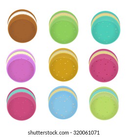 Colorful macaroons collection set of isolation on a white background. Vector Illustration