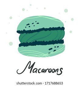 Colorful macaroons cookies. Menu dessert label product placements