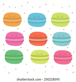 Colorful macaroons. Cute vector set.