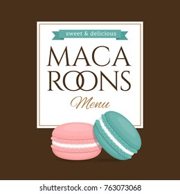 Colorful macaroons. Different  cake macaron. Flat style, vector illustration.