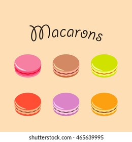 Colorful macaroons flavors vector.
