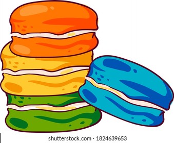 Colorful macaroons, illustration, vector on white background