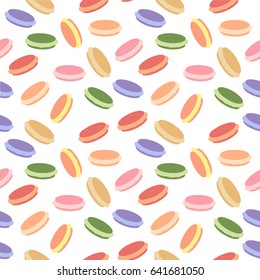 Colorful macaroons on the white background. Flat vector illustration