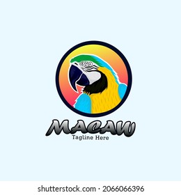 Colorful macaw bird head logo