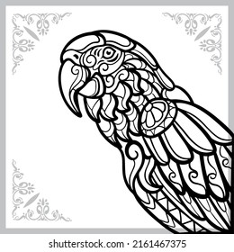 Colorful macaw bird zentangle arts. isolated on white background.