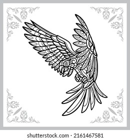 Colorful macaw bird zentangle arts. isolated on white background.