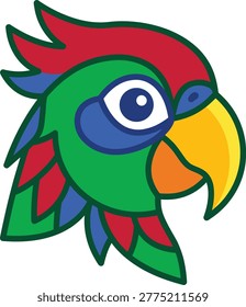 Colorful macaw parrot head vector illustration for tropical branding