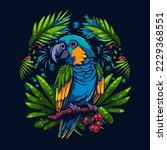 Colorful macaw parrot head visual identity vector illustration, Cockatoo bird Mascot on the Jungle Badge