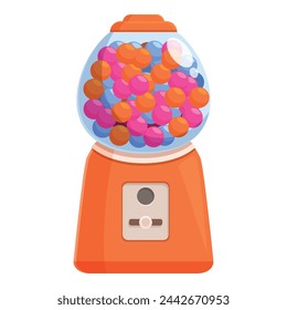 Colorful machine slot icon cartoon vector. Bubblegum equipment. Candy ball