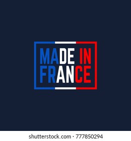 colorful made in france logo. concept of pride for national product or colored manufacture or shopping premium icon. flat simple style trend modern french logotype graphic design on background